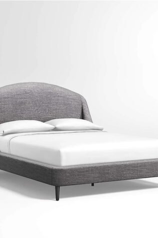 Winged Plush Upholstered Bed