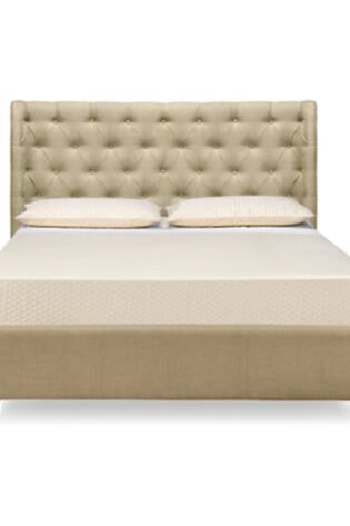 Winged Tufted Upholstered Bed Frame