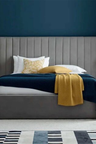 Lined Headboard Wall Panel Bed