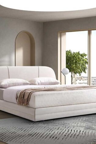 Curved Padded Headboard Bed