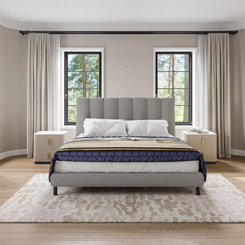 Upholstered Boucle Fabric Bed