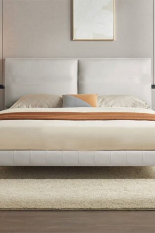 Double Cushion Leather Bed