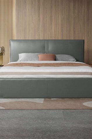 Plain Leather Upholstered Bed