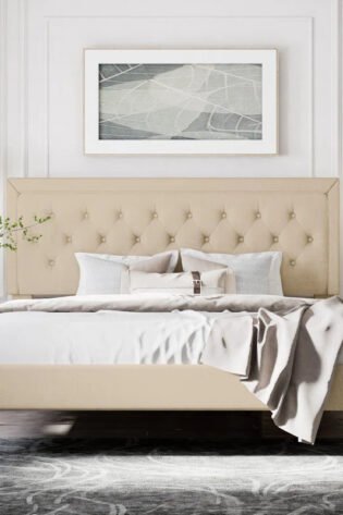 Tufted Headboard Upholstered Bed Frame