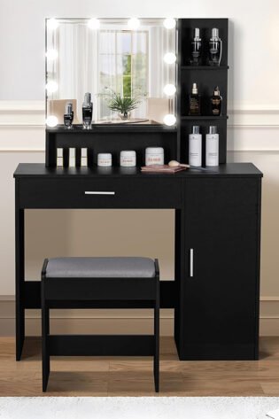 Vanity Set with Mirror And Stool
