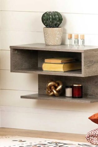 Open Shelves Wall Mounted Night Stand