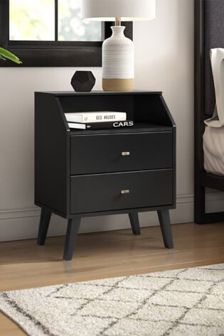 2-Drawers Night Stand Black