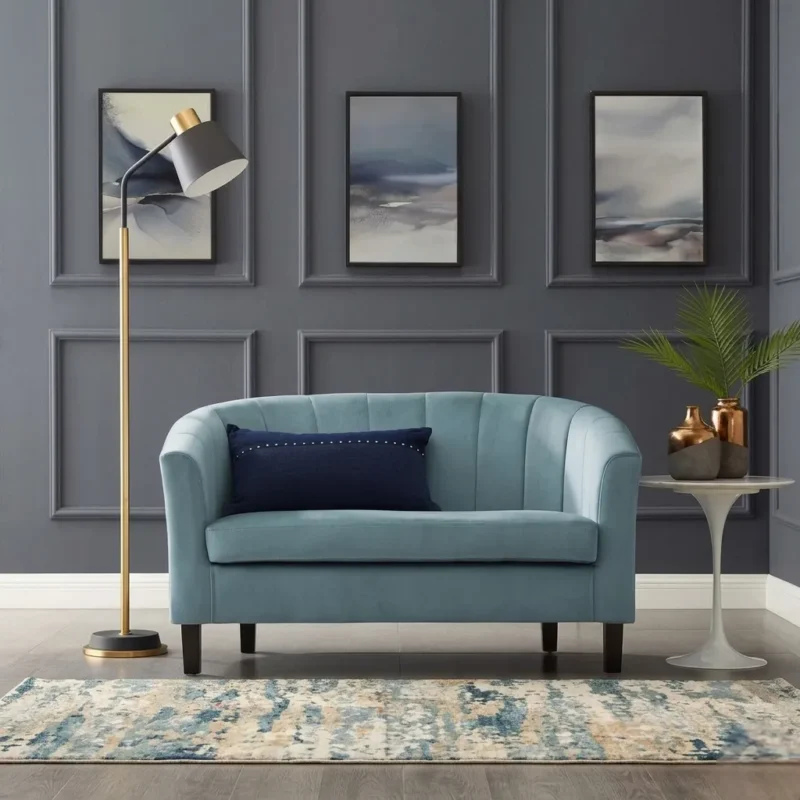 Channel Upholstered Velvet Loveseat