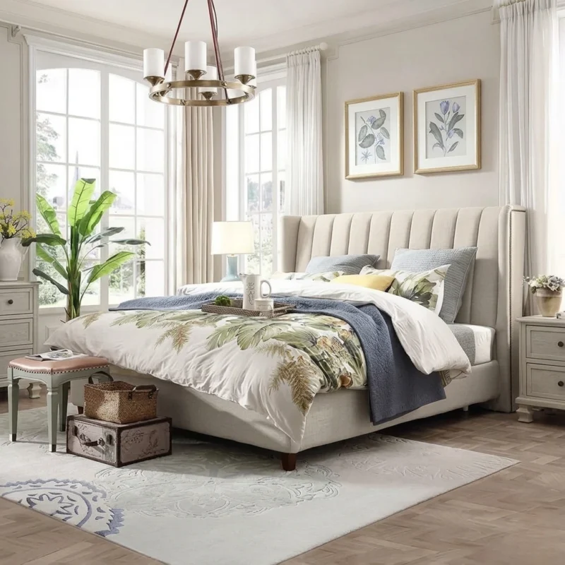 Tall Headboard Fabric Bed Frame