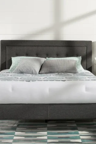 Button Tufted Upholstered Bed Frame with Headboard