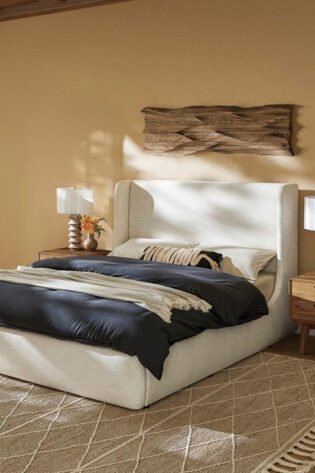 Dalton Bed-White Boucle