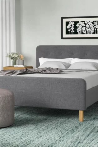 Button Stitching Headboard Bed