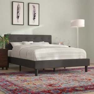 Button Detailed Headboard Upholstered Bed