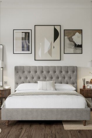 Button Tufted Headboard BedFrame