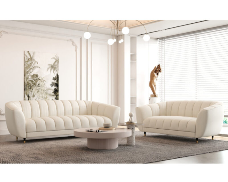 Sleek Curved Boucle Sofa - Image 3