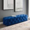 Button Tufted Velvet Ottoman