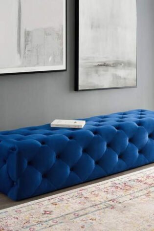 Button Tufted Velvet Ottoman