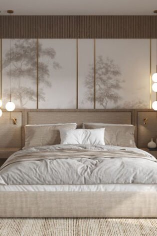 Plain Upholstered Wall Panel Bed