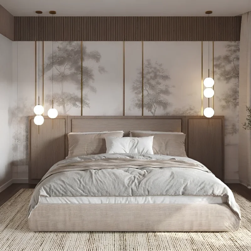 Plain Upholstered Wall Panel Bed