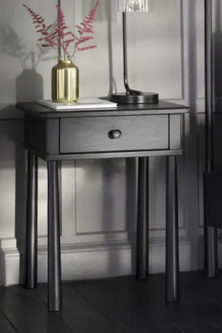 1-Drawer Black Bedside Table