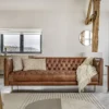 Antique Brown Leather Tufted Sofa