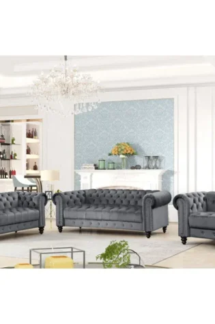 Button Tufted Living Room Sofa Set