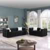 2-Piece Sofa Set Black Boucle