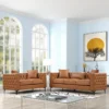 Marti 2 Piece Faux Leather Tufted Sofa Set