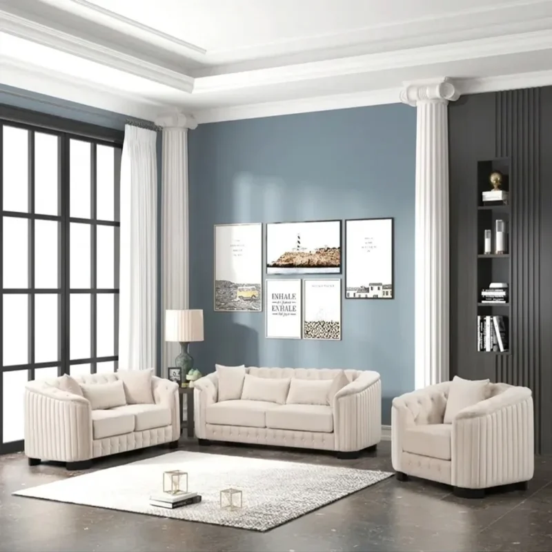 Wanda 3-Piece Velvet Tufted Sofa Set