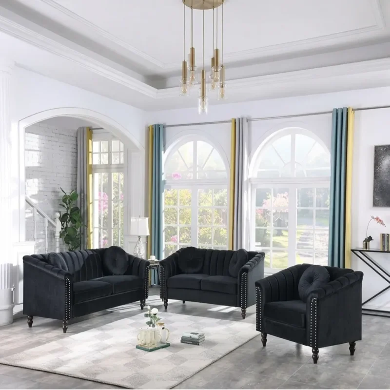 3 Piece Velvet Sofa Set