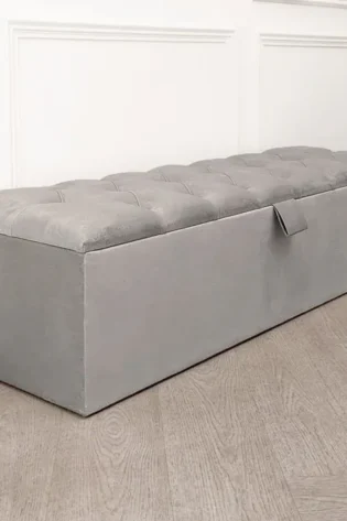 Grey Button Tufted Ottoman