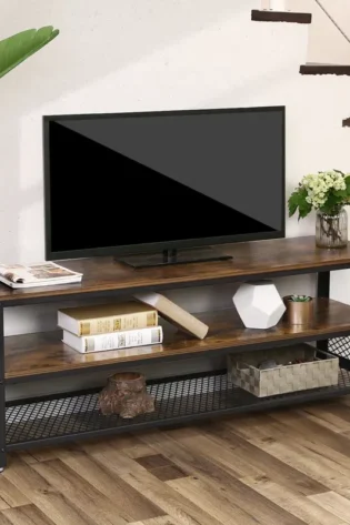 Grenier TV Stand With Black Steel Frame