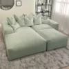 Green Velvet Pillow Back Modular Sofa