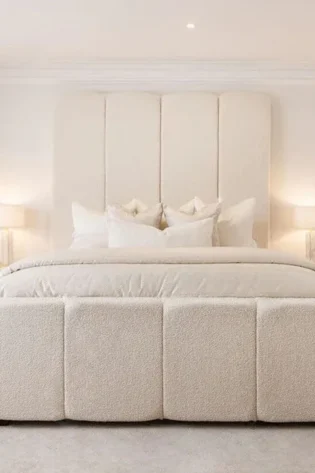 Cascade Cream Boucle Luxury Wall Panel Bed