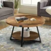 Round Coffee Table with 2 Storage Shelves