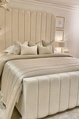 Nori Cream Boucle Wall Panel Bed