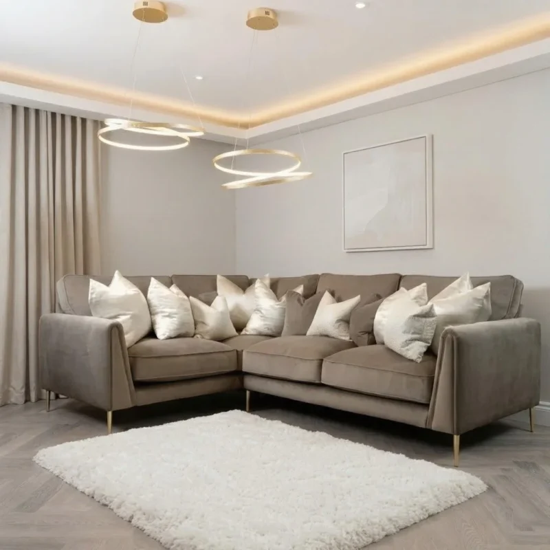 Alaina Taupe Velvet Sofa