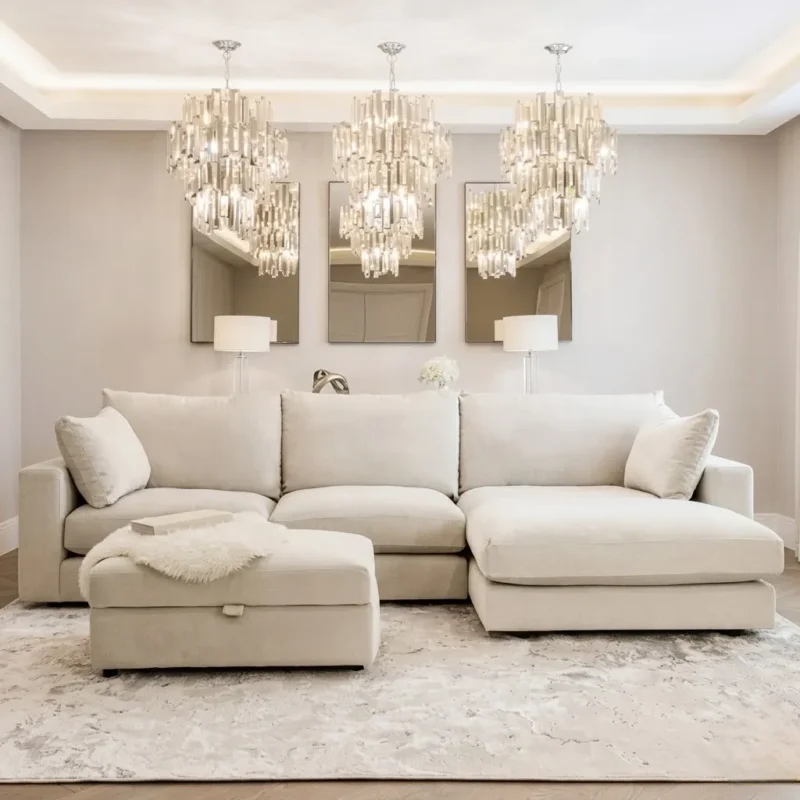 Ariana Cream Velvet Sofa