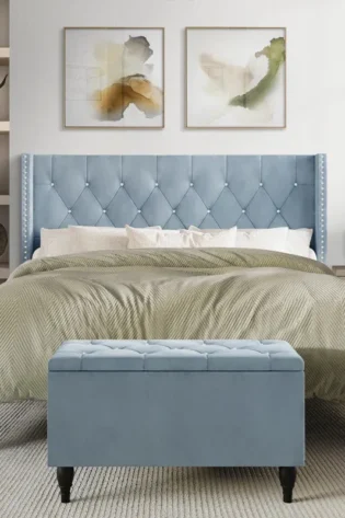 Wingback Tufted Headboard Bed