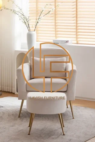 Upholstered Armchair with Ottoman Bench