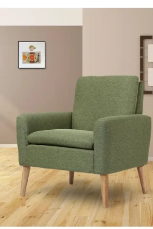 Wide Linen Arm Accent Chair