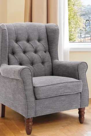 Button-Tufted Wingback Accent Chair