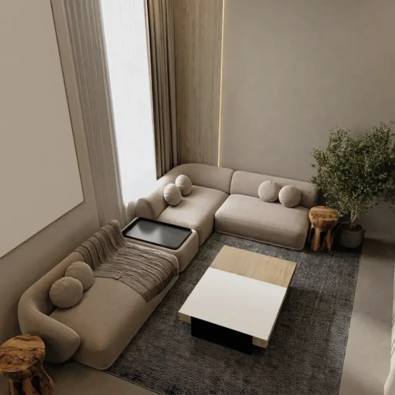 Modular Bouclé L-Shaped Sofa