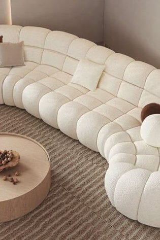 Luxury Cloud Bouclé Sofa – Cozy Curved Modern Sofa for Living Room