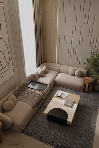 Modular Bouclé L-Shaped Sofa