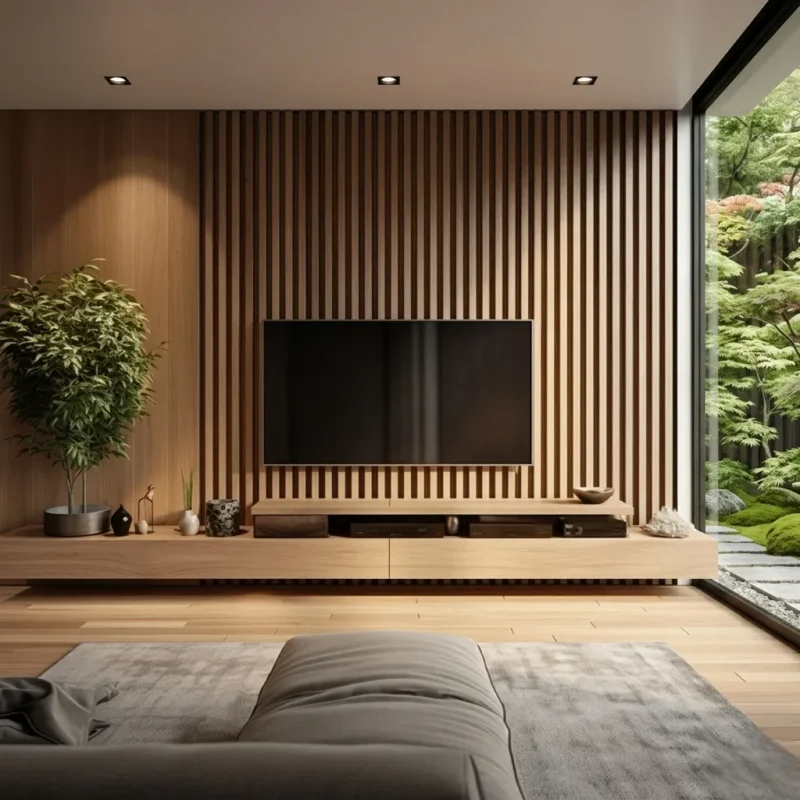 ScandiWall Natural Wood Panel TV Unit