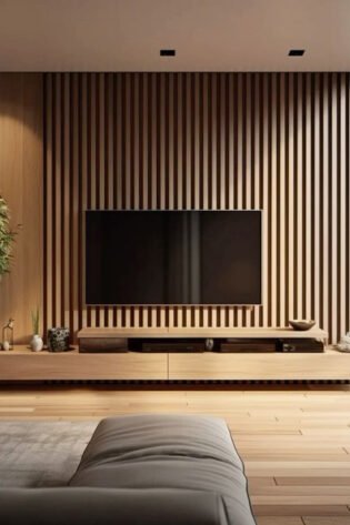 ScandiWall Natural Wood Panel TV Unit