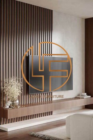 LuxEdge Walnut Wall-Mounted TV Console with Panel