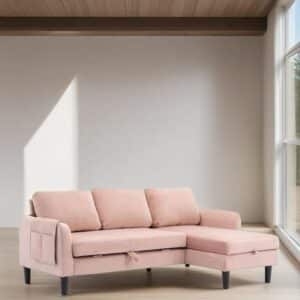 BlushAura L-Shape Sofa Bed with Storage