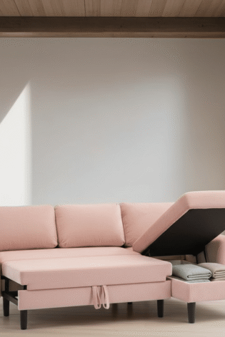 BlushAura L-Shape Sofa Bed with Storage